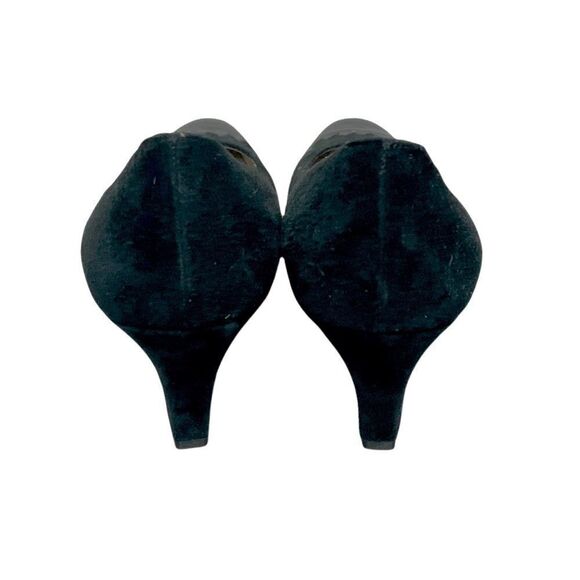 SALVATORE FERRAGAMO Suede Pumps Heel Shoes Patent Leather Black 8 - Picture 4 of 15